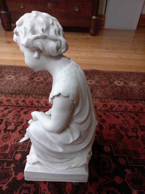 Anioł nagrobny FIGURA Biskwit porcelanowy BIAŁY Aniołek