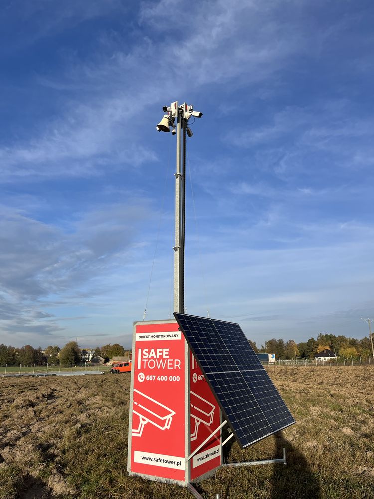 Mobilna wieża monitoring budowy kamery safetower budowa ochrona