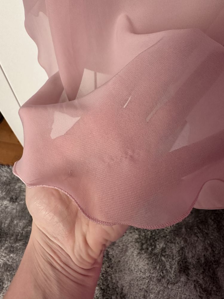 Pudrowo różowa sukienka na chrzest wesele komunię 48