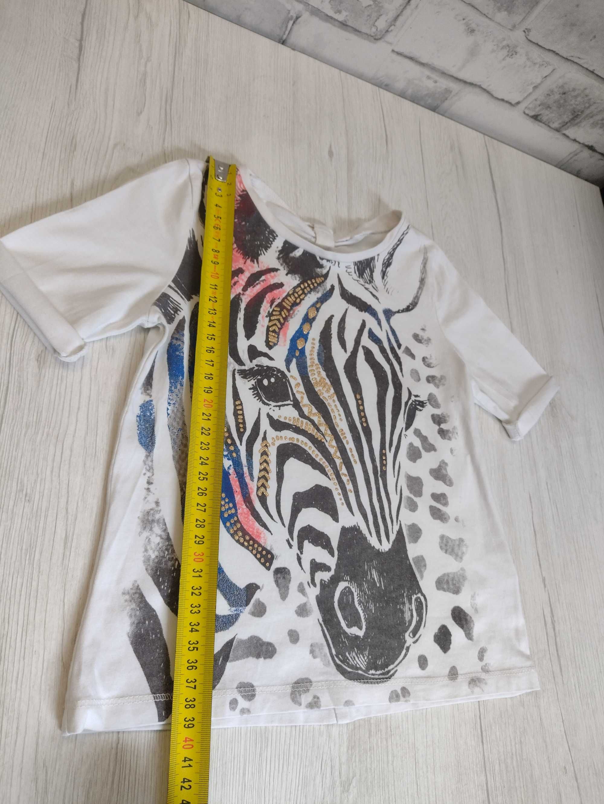 zebra z zebrą zoo safari biała koszulka bluzka z krótkim rękawem 110