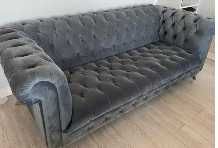 Sofa kanapa Darby Grey II, 102 x 218 x 81 cm - grafitowa, glamour