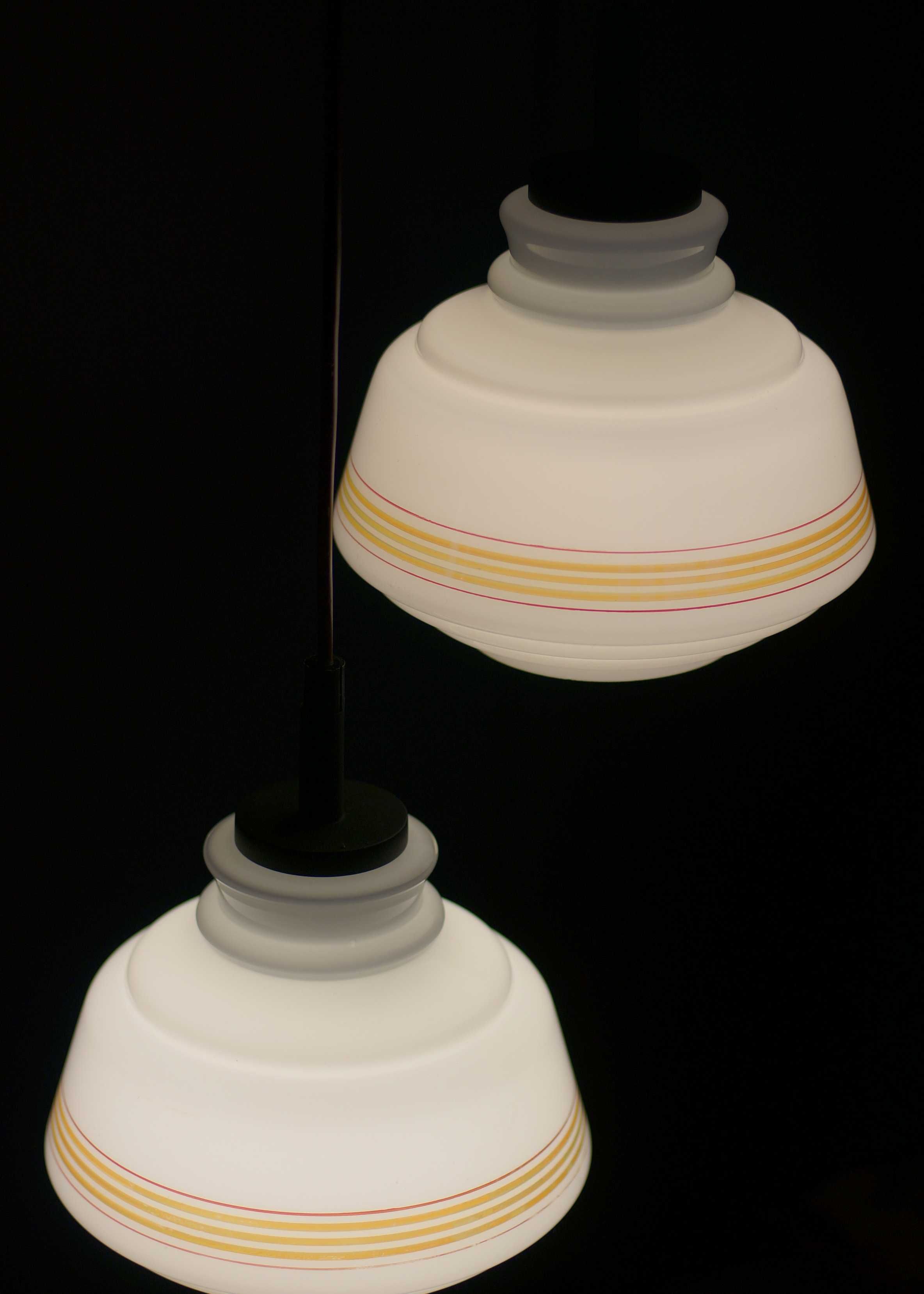lampa wisząca lata 70, delam podwójny szklany klosz