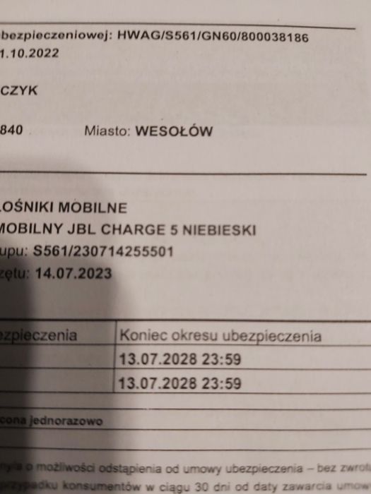 Głośnik bluetooth JBL CHARGE5 jak nowy gwarancja