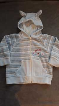 Bluza niemowlęca welurowa z kapturem z uszkami, niebiesko szara