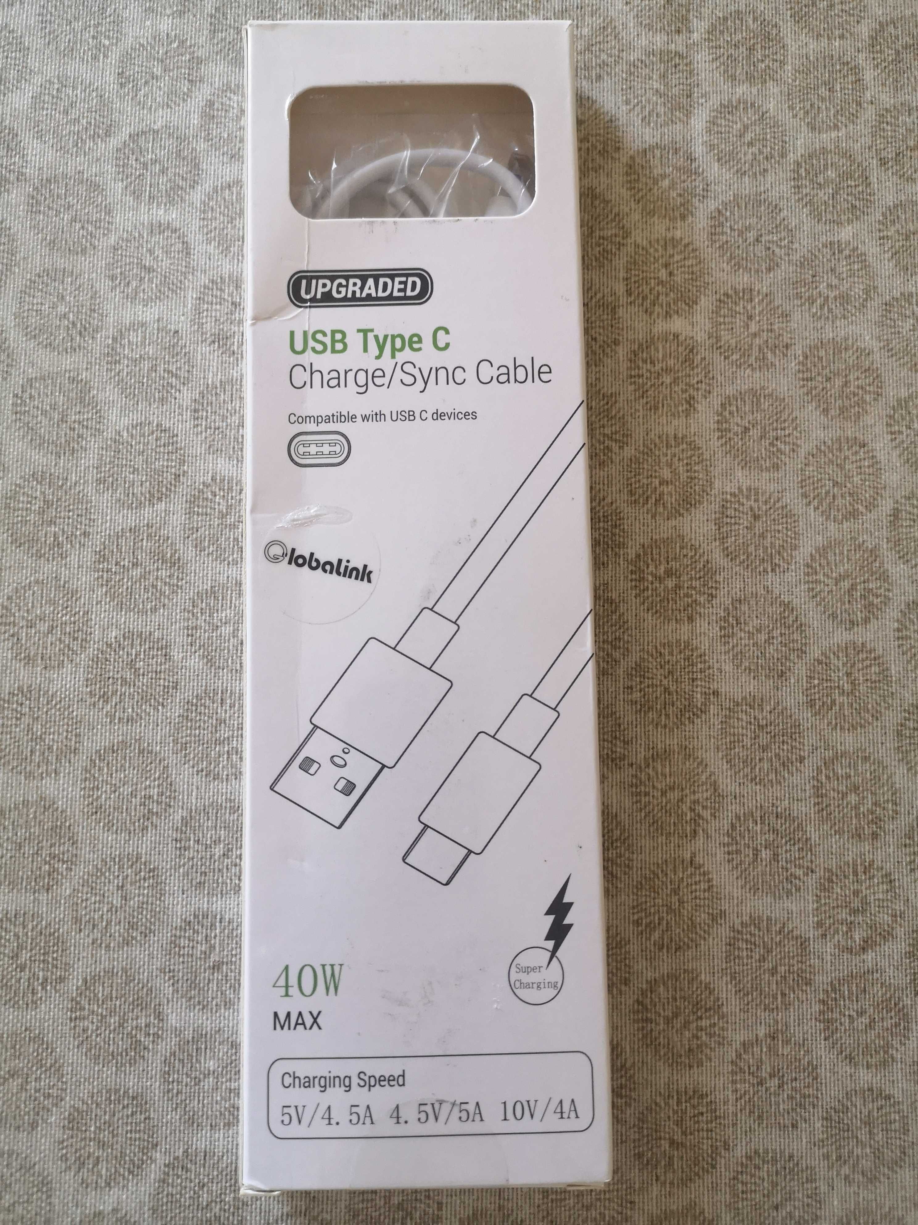 Cabo de carregamento USB Tipo C