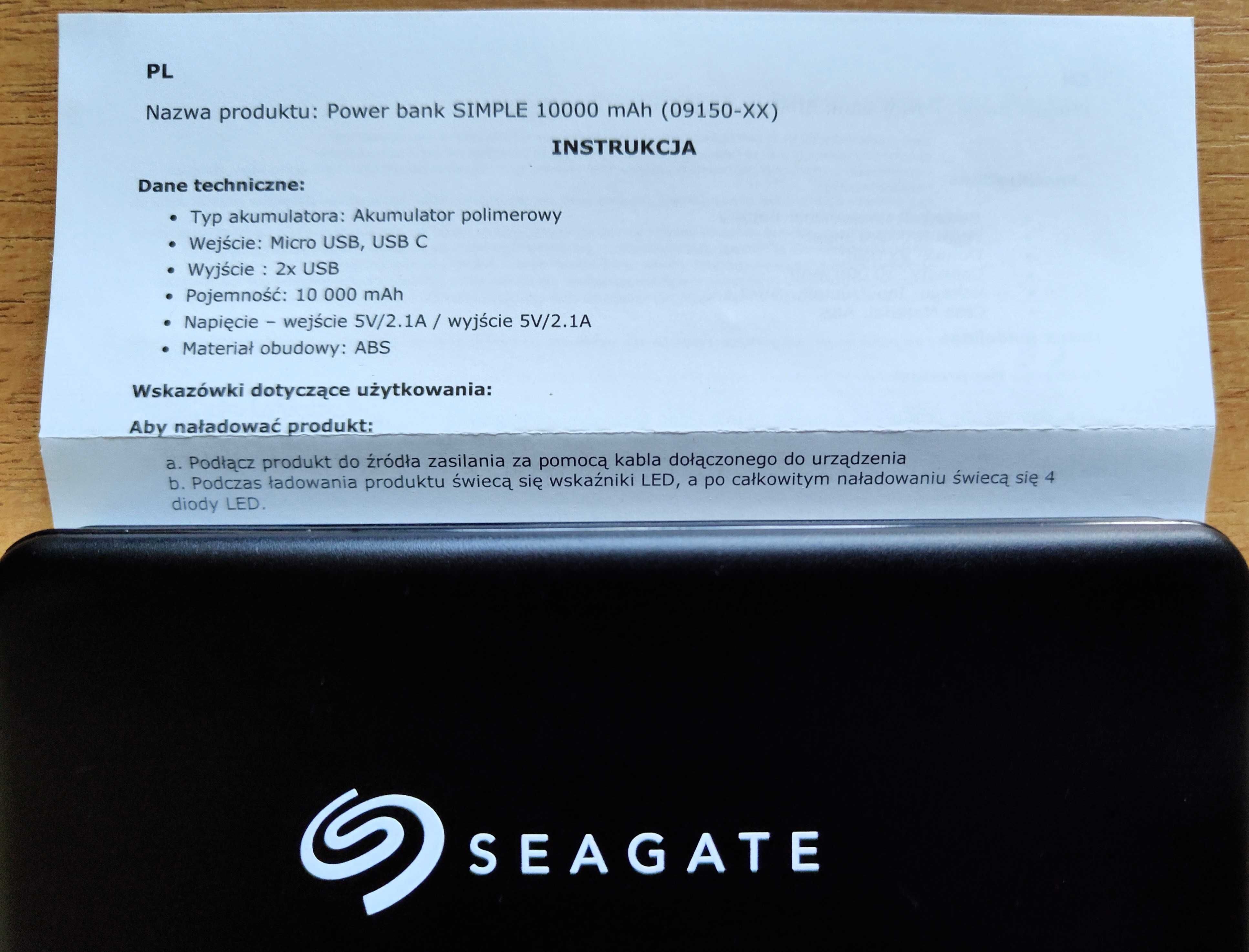 Power bank Simple 10000 mAh Seagate(09150-XX)