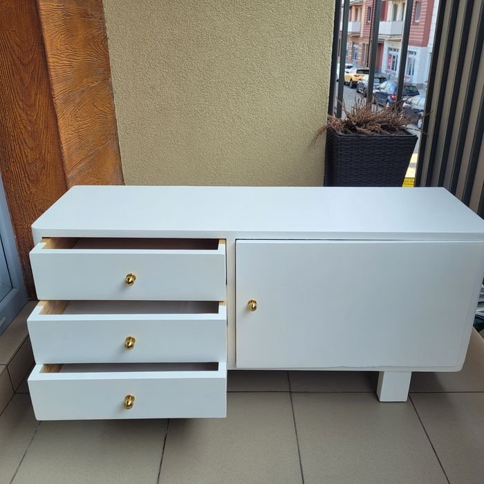 Komoda, szafka rtv z lat 60-tych polska, ręcznie robiona drewniana