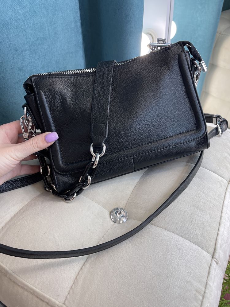Женская сумочка,кроссбоди кожа черная Polina&Eiterou Жіноча сумка
