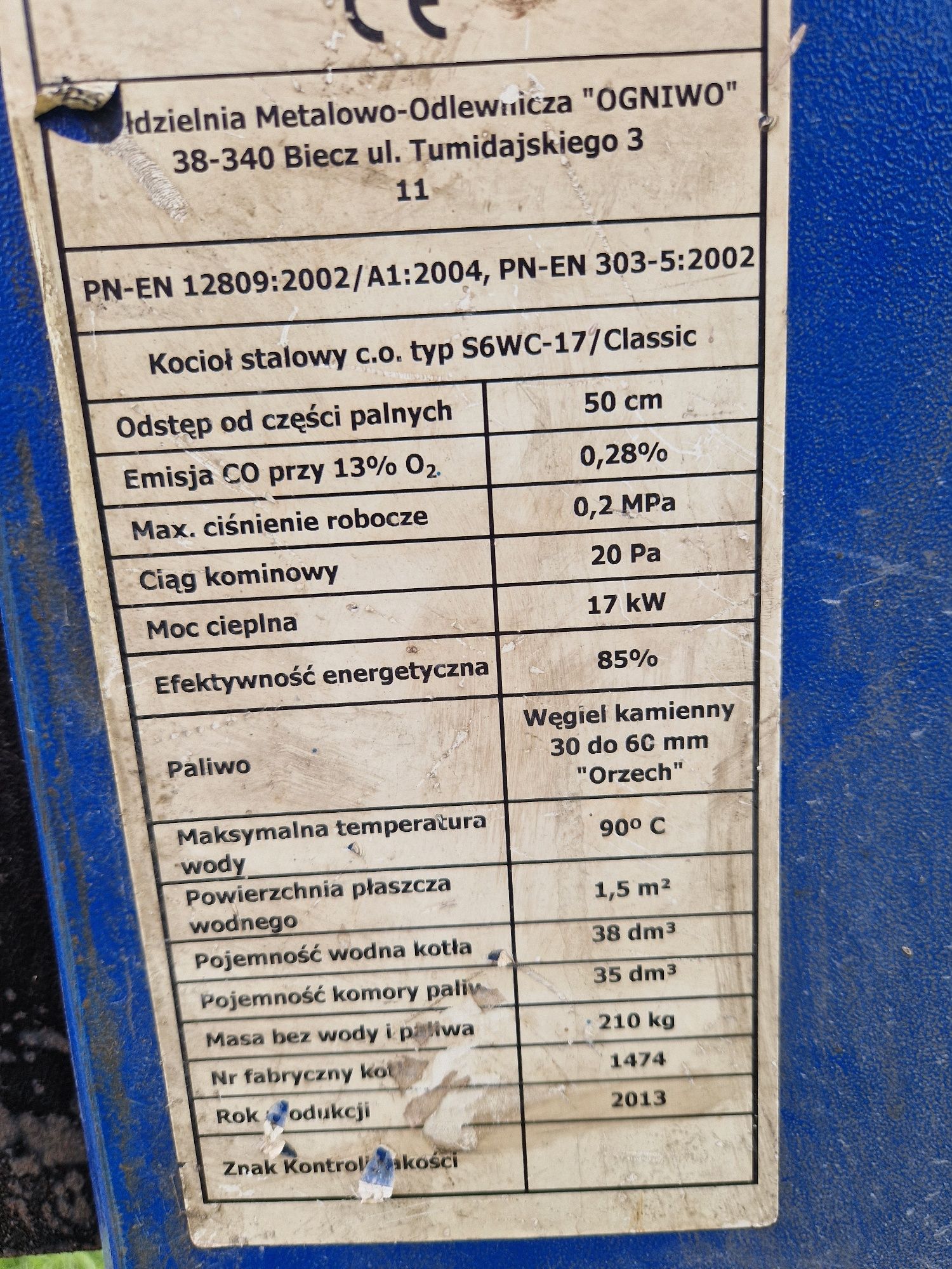 Piec na węgiel srzewo Ogniwo 17kw