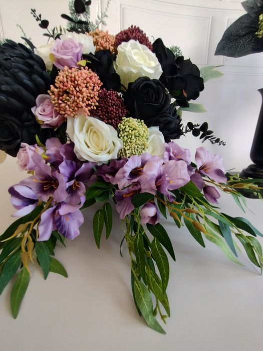 Kompozycja nagrobna z bukietem komplet stroik cmentarz