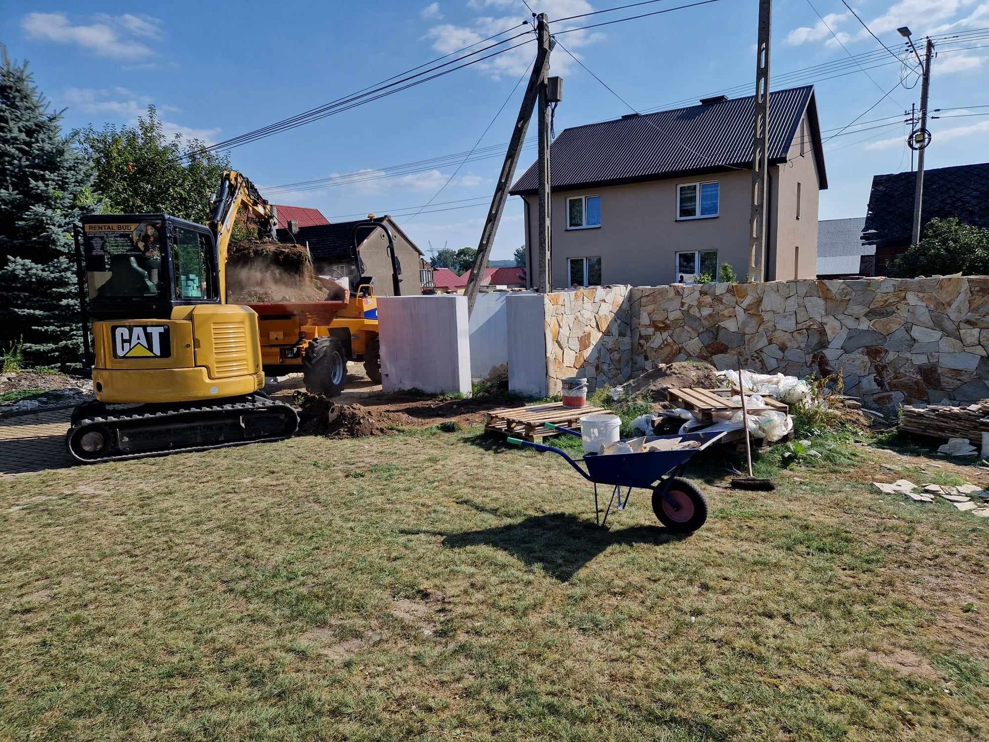 usługi koparką drenaże odwodnienia korytowanie wykopy utwardzanie