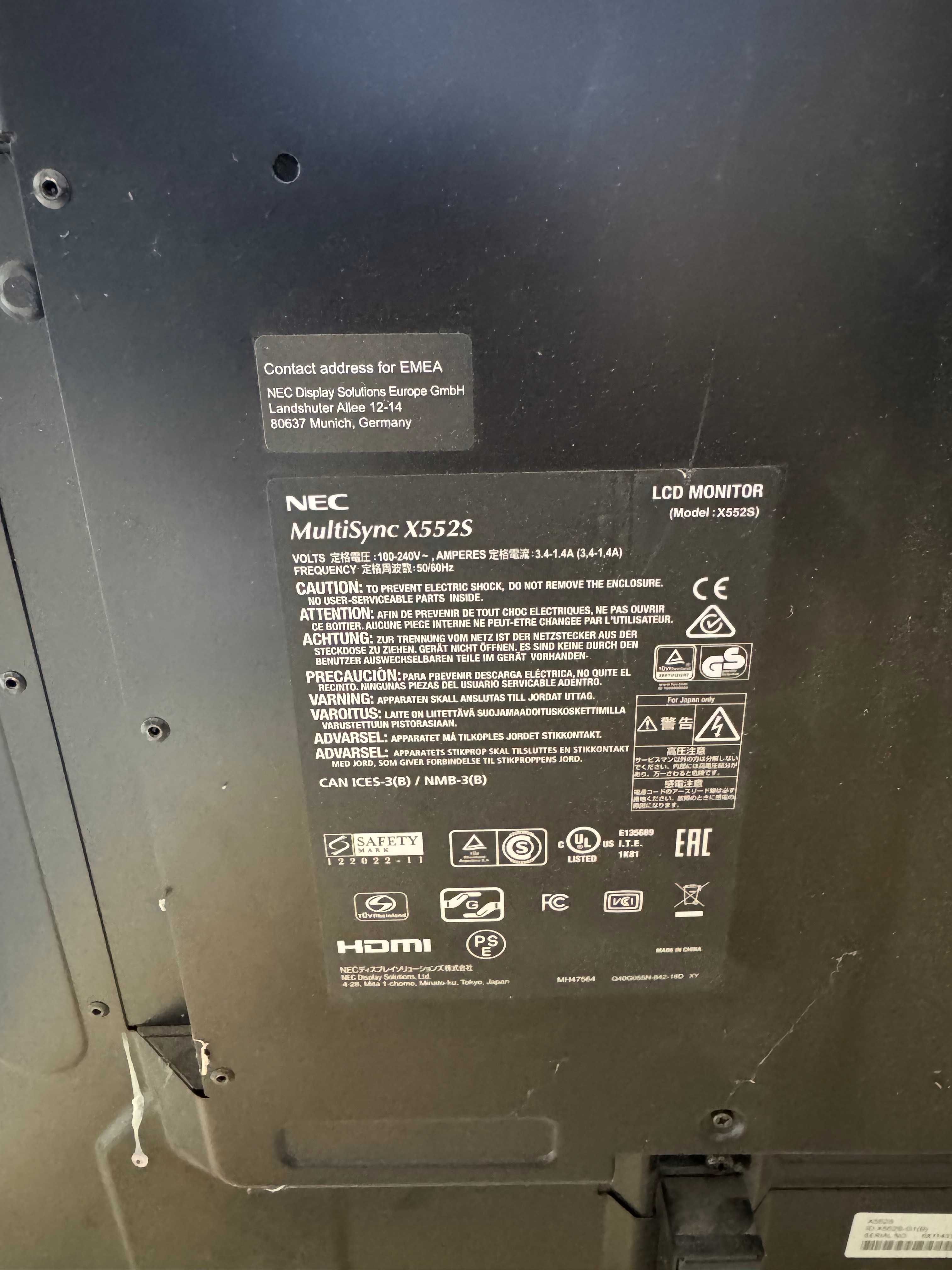 Monitor wielkoformatowy Nec MultiSync X552S 55cali
