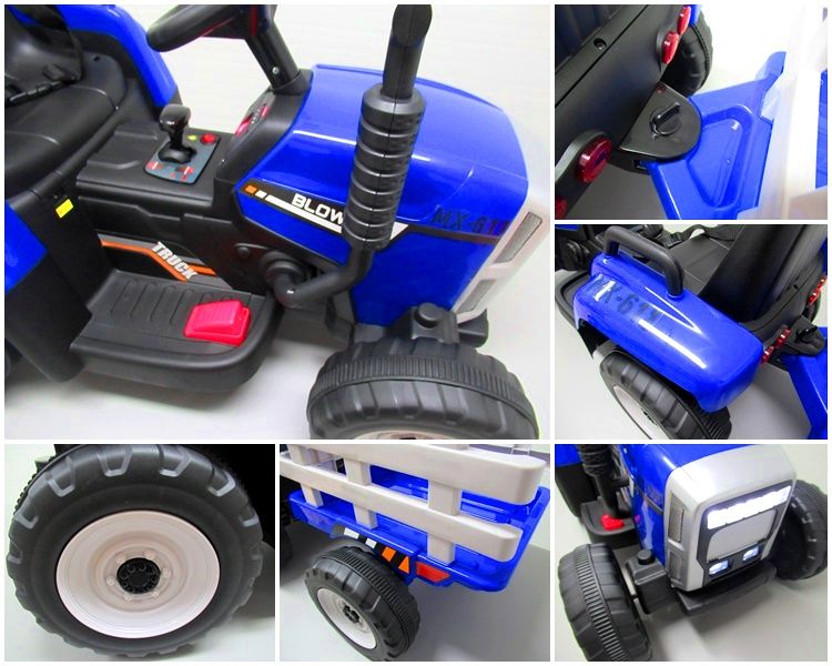 Dziecięcy Traktorek na akumulator, z przyczepką niebieski