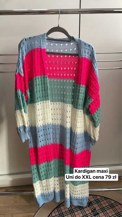 Sweter kardigan damski dlugi maxi kolorowy z metka XL XXL
