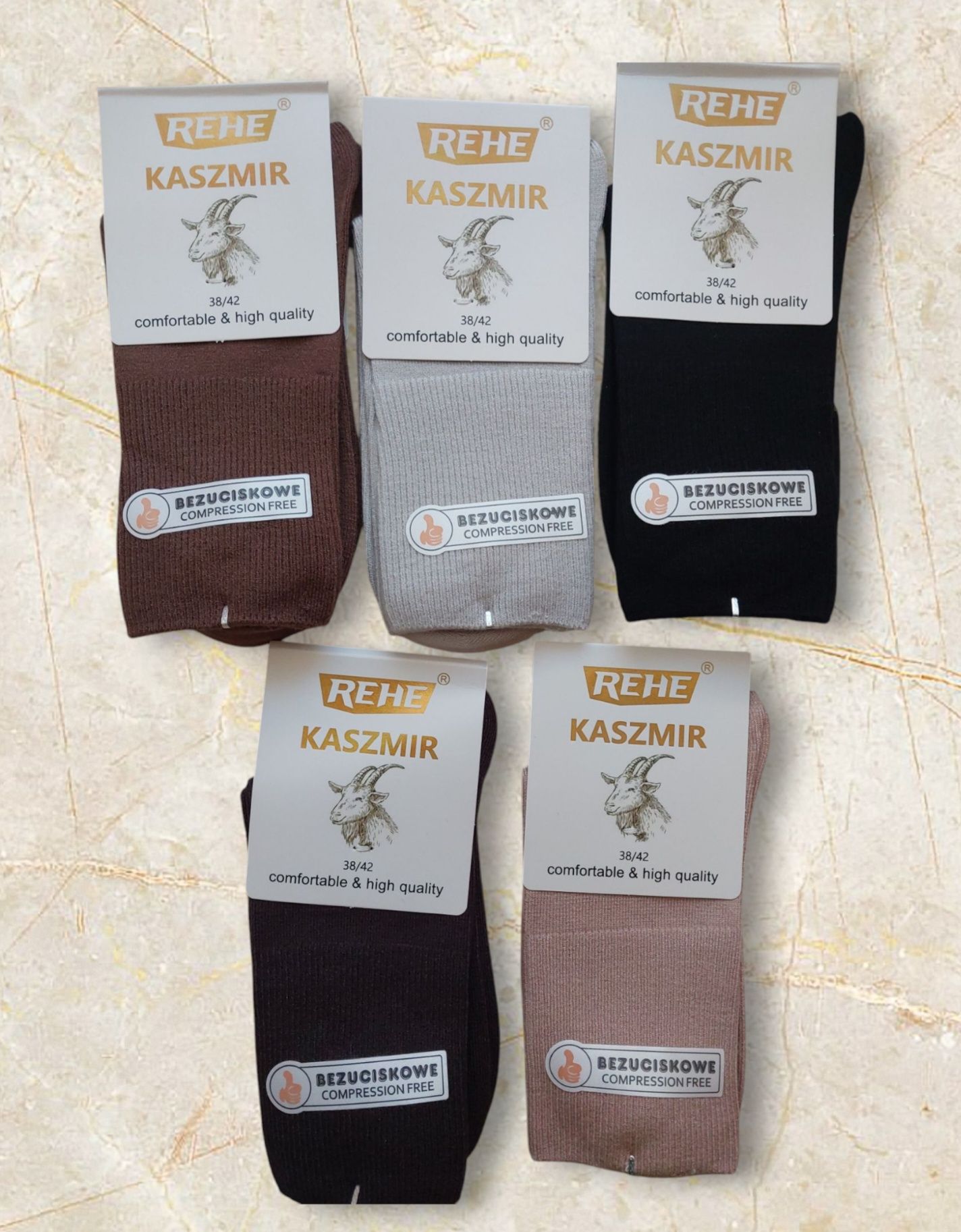 Skarpety damskie kaszmirowe 5 par 45 zł