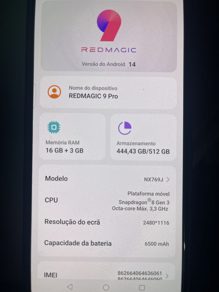 Telemóvel Nubia Redmagic 9 pro