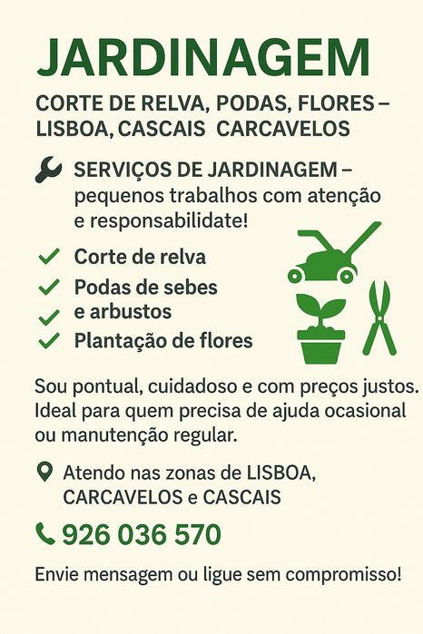 Faço todo o serviço de jardinagem
