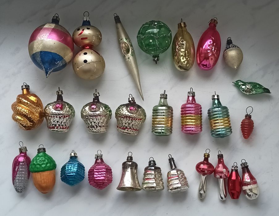 Bombki choinkowe PRL-zestaw 27 sztuk
