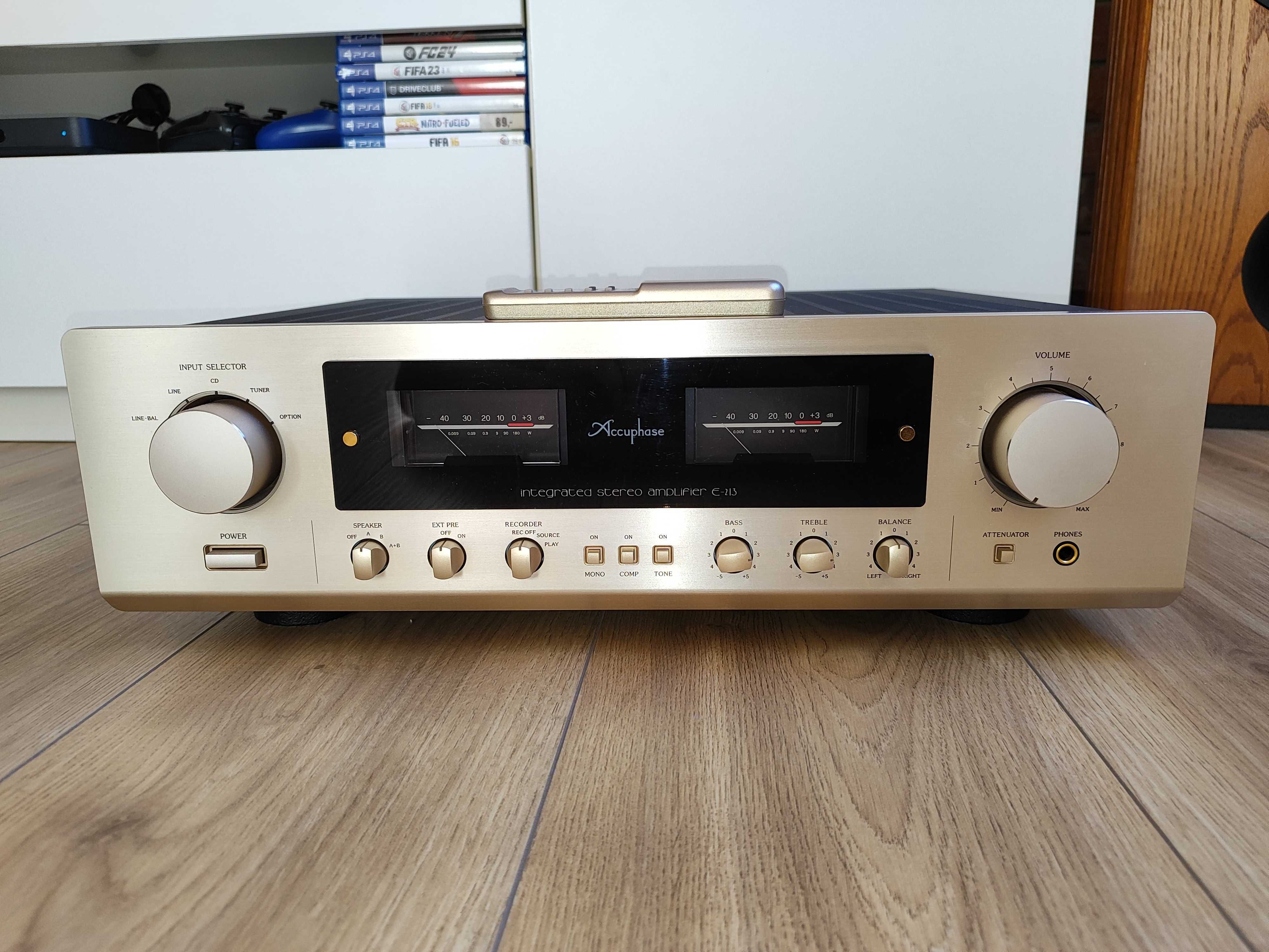 Wzmacniacz Accuphase E-213, doskonały stan, karton, pilot + AD-9