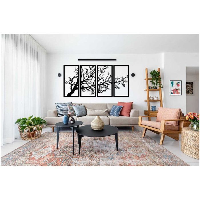 Obraz drzewo 4 el. czarny 250 x 100 cm