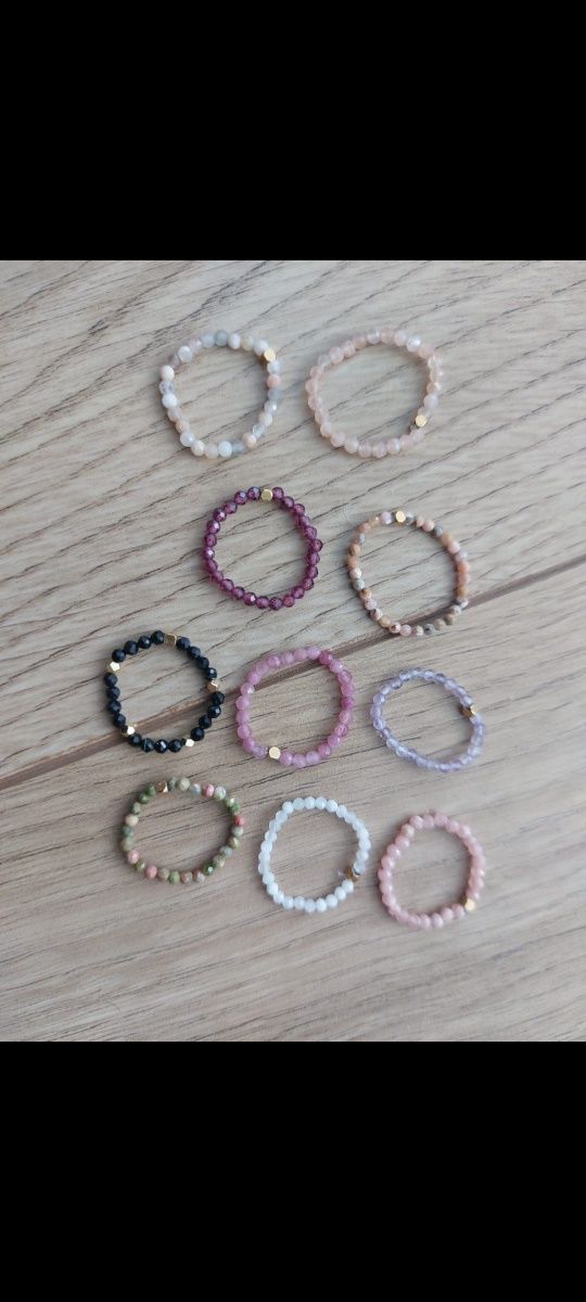 Pierścionek z kamieni naturalnych handmade prezent na panieński