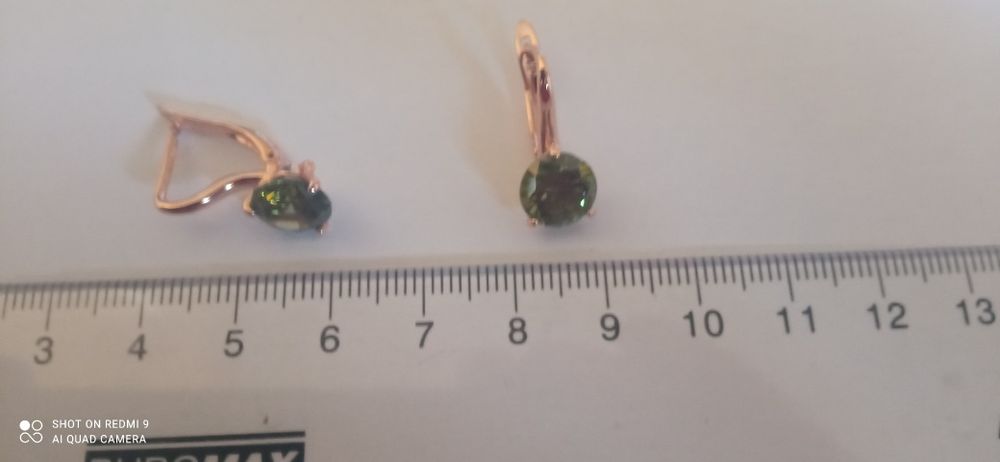 Позолочені сережки з каменем Swarovski