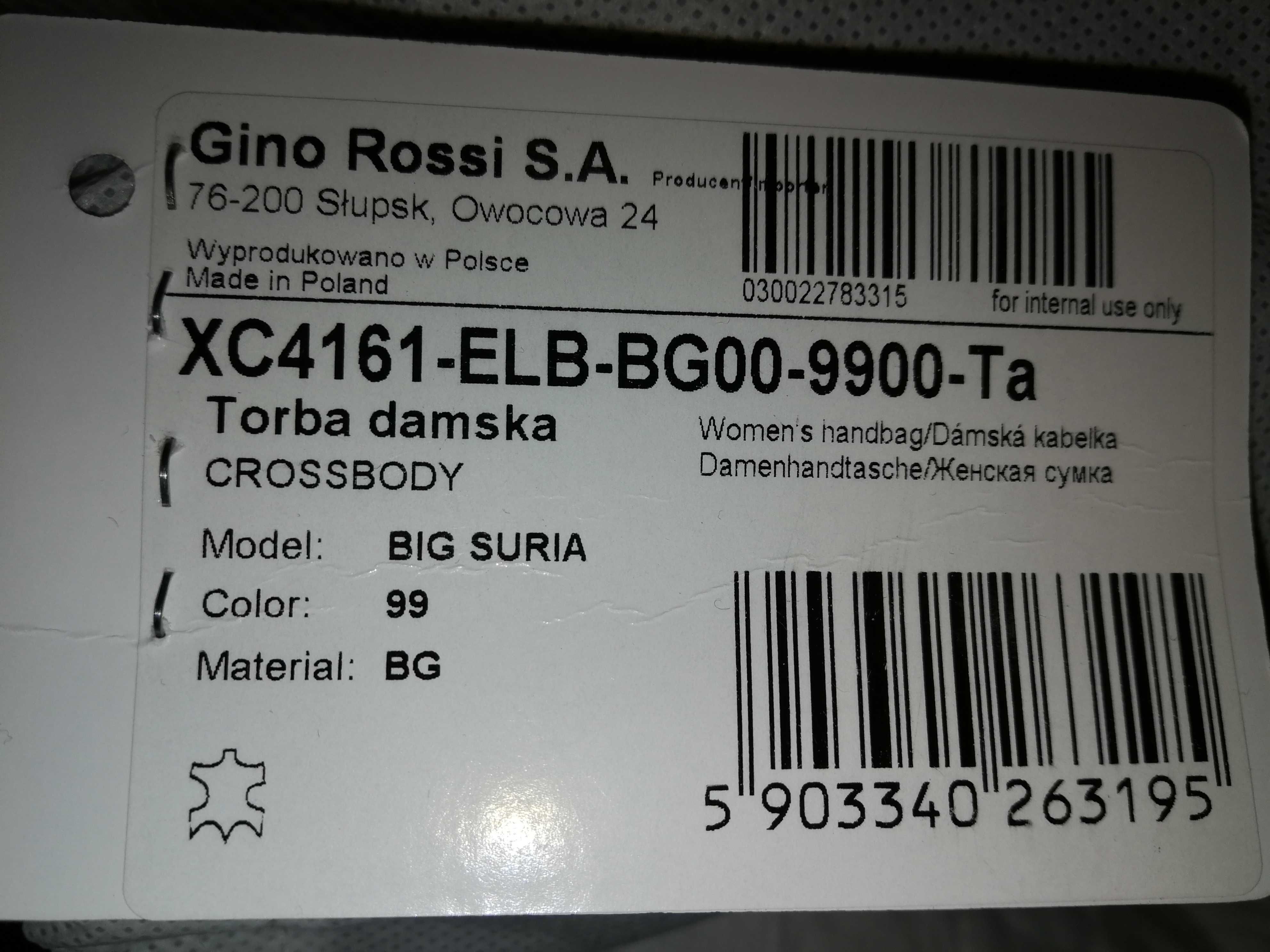 Gino Rossi nowa czarna torebka listonoszka ze skóry Big Suria