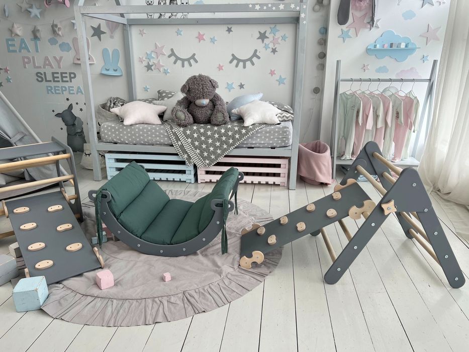 Спортивний комплекс Монтессори  Гірка + Арка Піклер Матрас ( подушка)