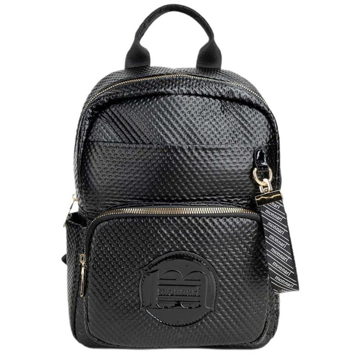 MONNARI Plecak Damski BAG4390 Czarny Elegancki Wodoodporny Modny Logo