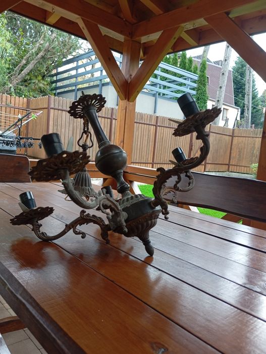 Stara lampa sufitowa mosiężna