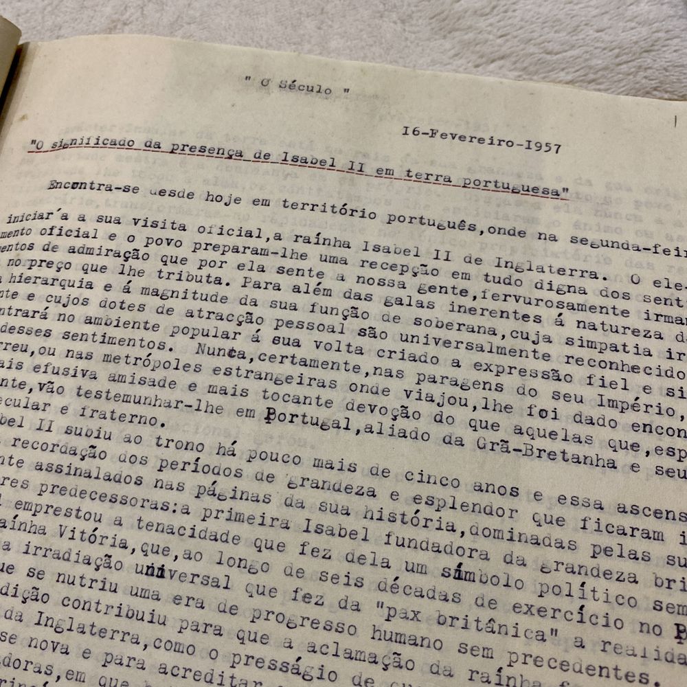 Documento Inédito | visita Rainha Isabel II a Portugal 1957
