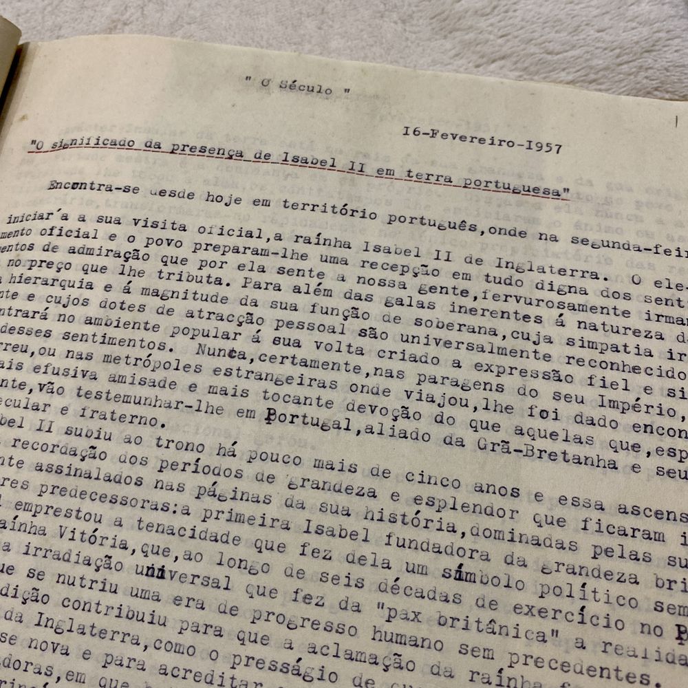 Documento Inédito | visita Rainha Isabel II a Portugal 1957