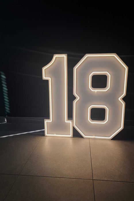 Podświetlana cyfra “18” na wynajem / napis LED Happy Birthday