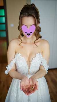 Suknia Ślubna S XS opadające ramiączka
