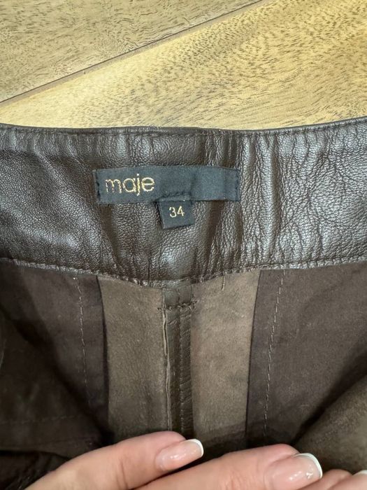 Шорты Maje натуральная кожа коричневые