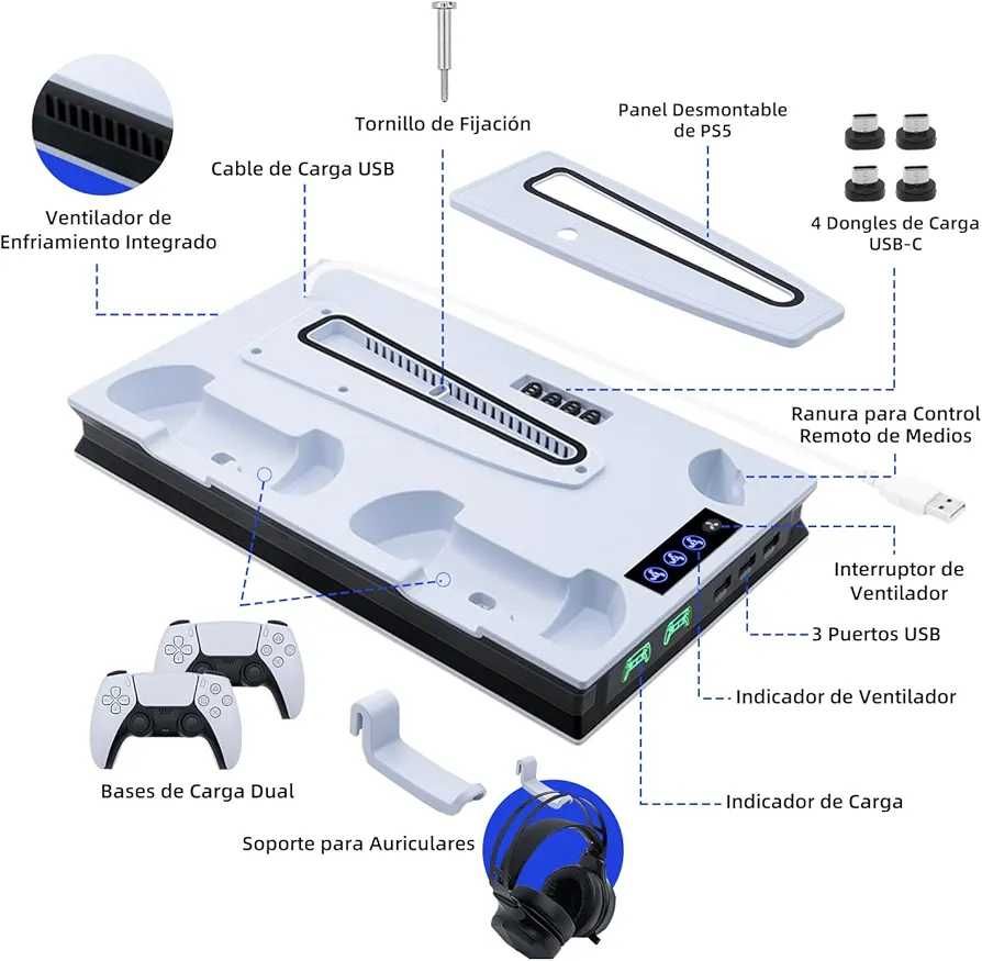 Suporte vertical ventiladores de refrigeração PS5/PS5 Slim