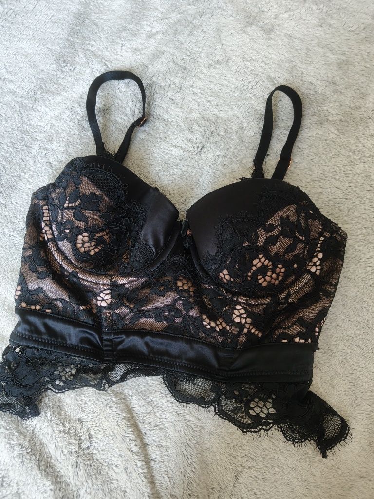 Victoria's Secret seksowny czarne koronkowy biustonosz gorset 70B