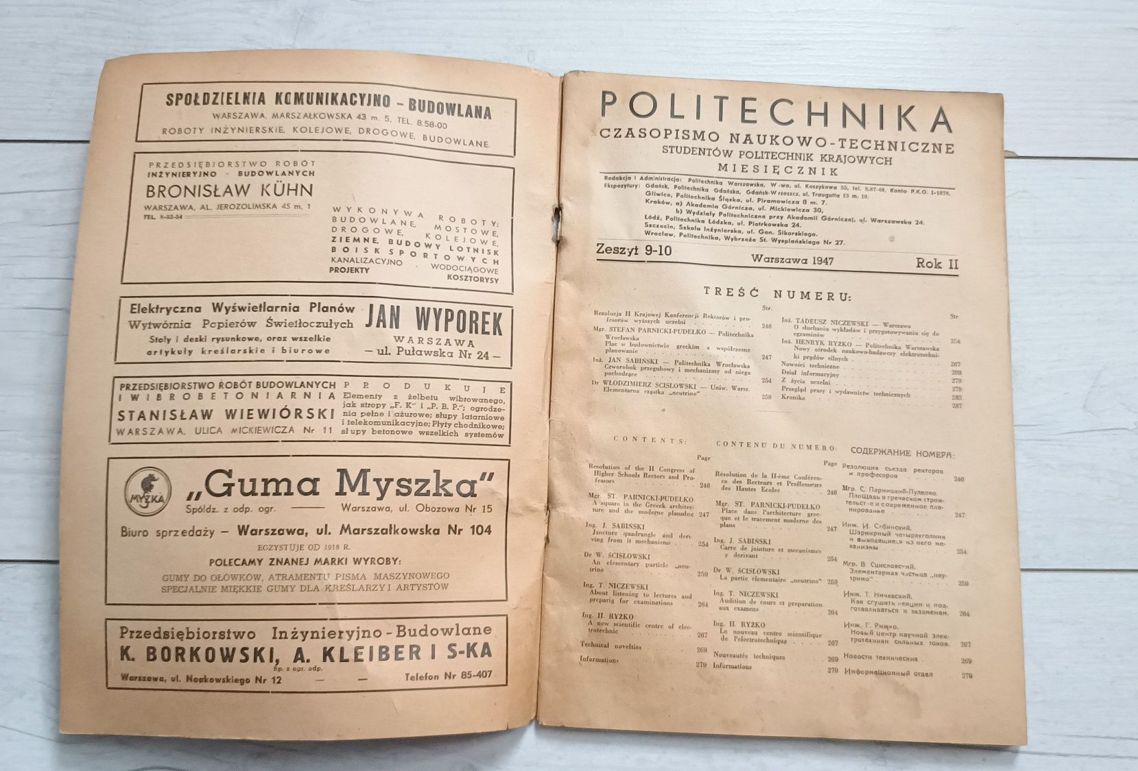 1947 r - Archiwalny numer czasopisma naukowego Politechnika