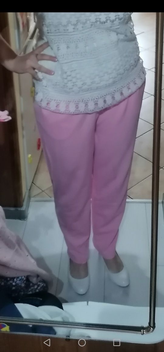 Jak Nowe różowe spodnie damskie eleganckie L/ xl  42