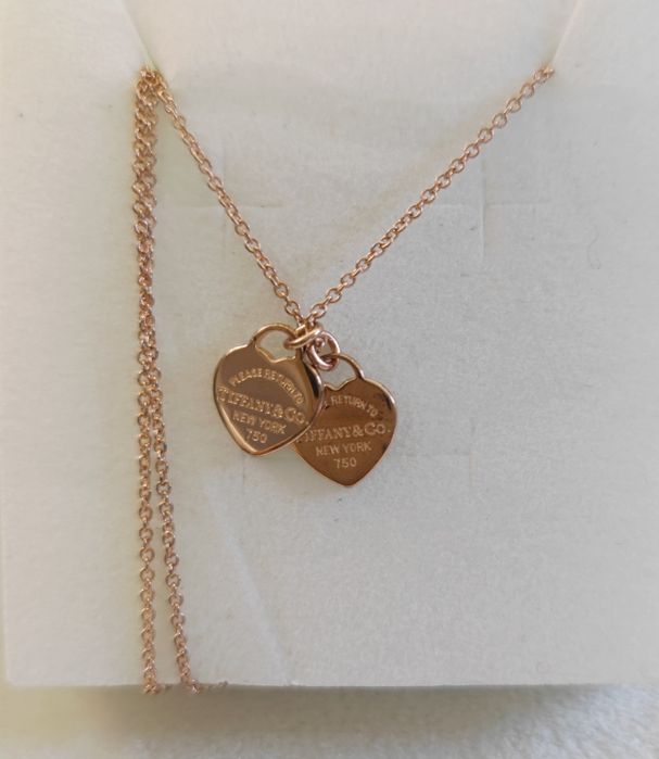 Naszyjnik z serduszkami różowe złoto T&Co