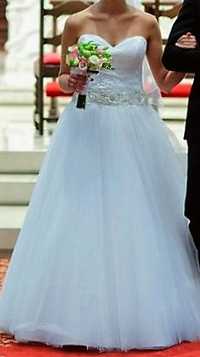 Suknia ślubna 34/36 princessa princeska, tiul, kryształki swarowskiego