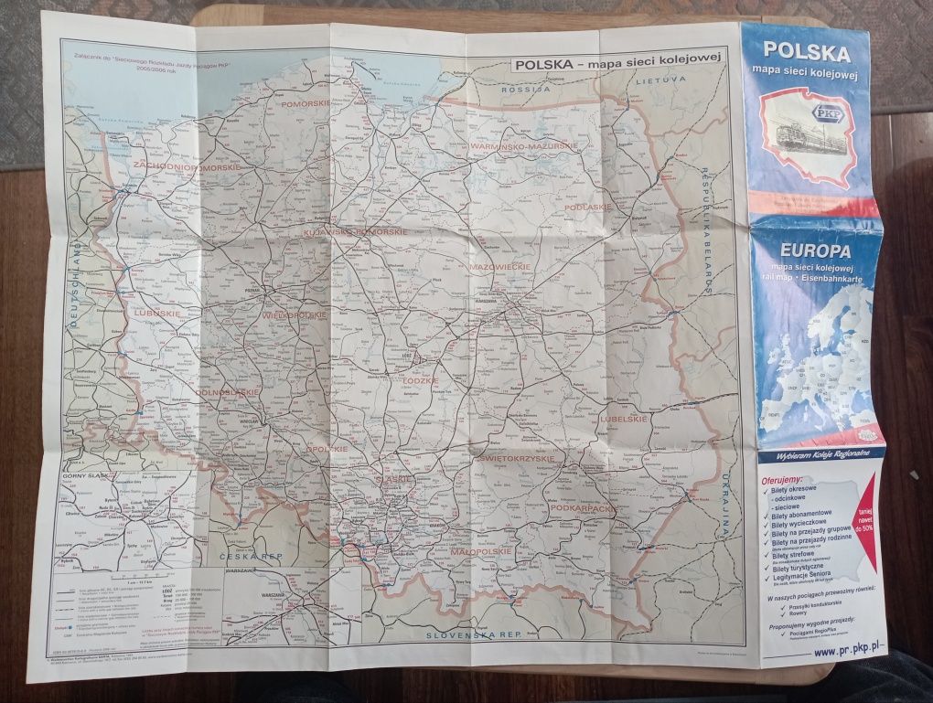 Sprzedam mapę kolejową załącznik do sieciowego rozkładu jazdy 2005/6