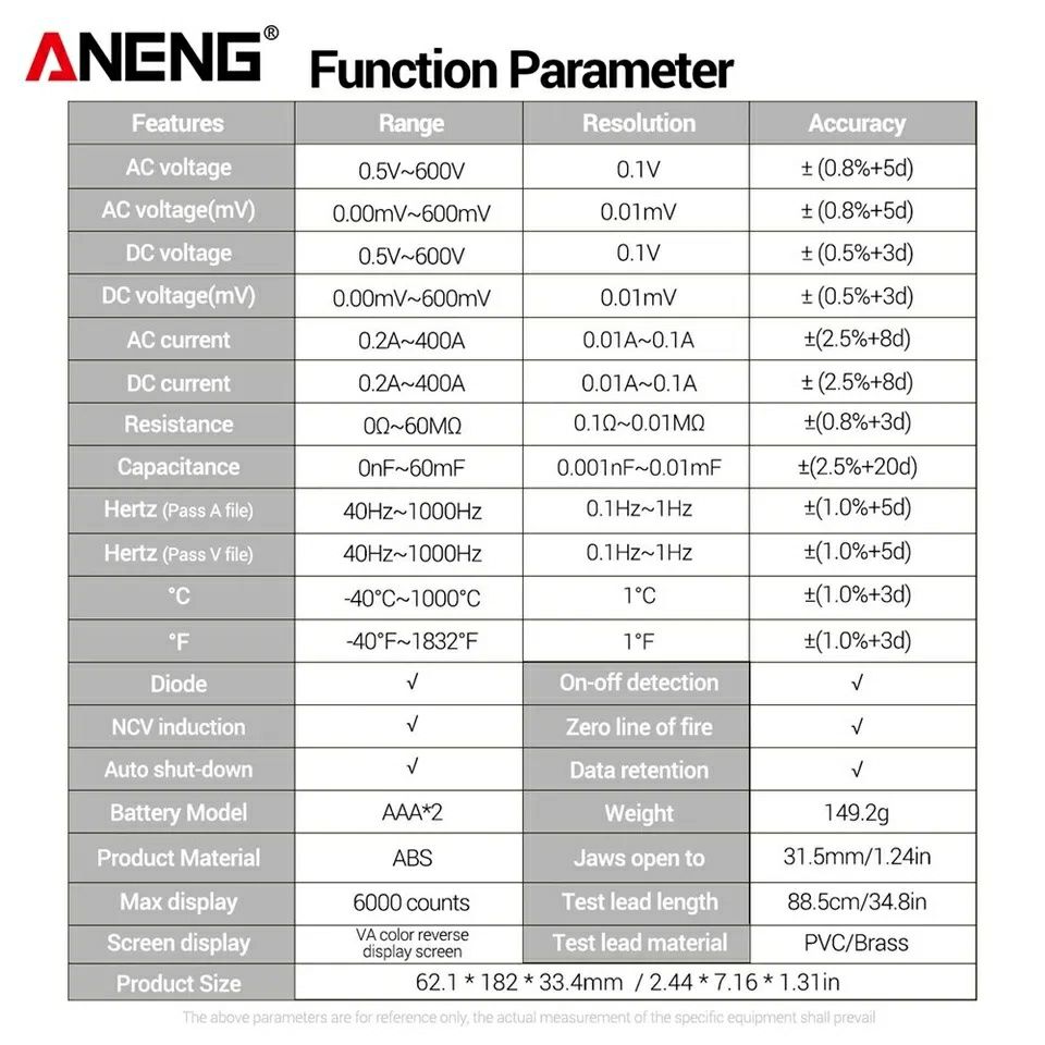 Мультиметр-кліщі Aneng ST-212, ST-213, ToolTop X6 ac/DC Amper