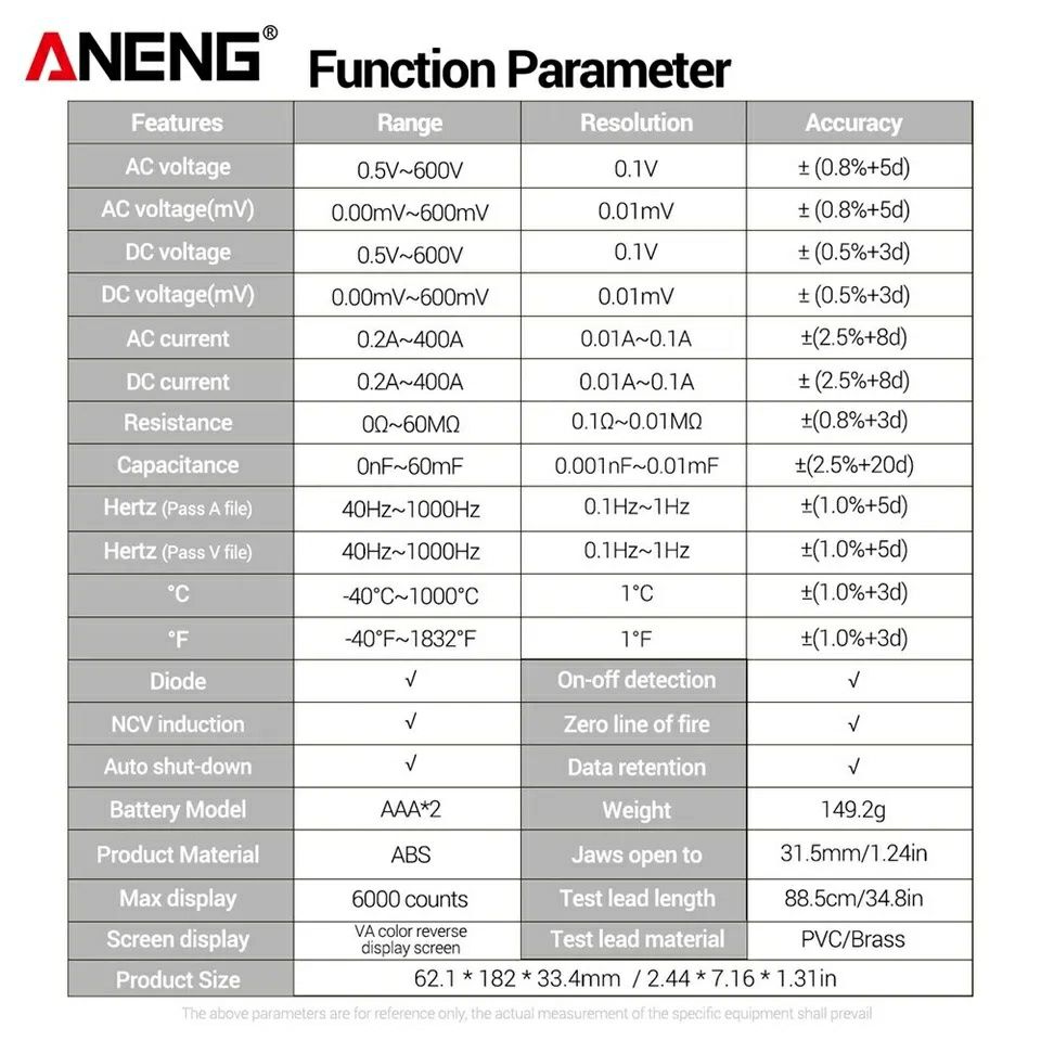 Мультиметр-кліщі Aneng ST-212 ac/DC Amper