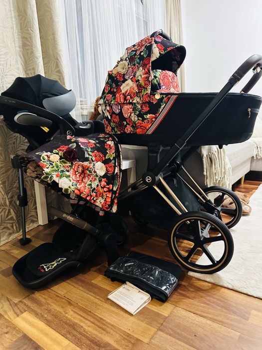 Dla księżniczki CYBEX PRIAM 4.0 Fashion spring blossom dark rose gold