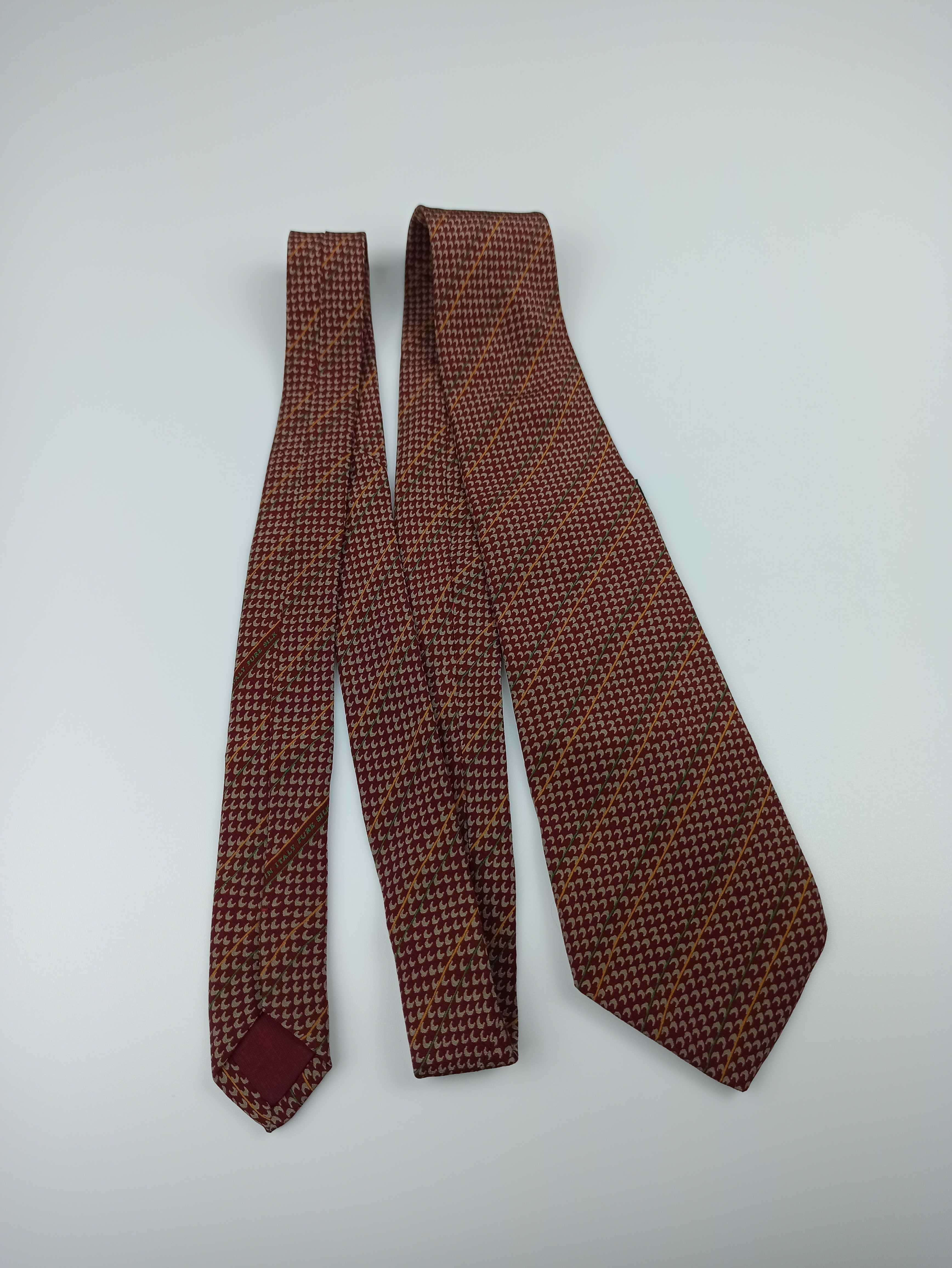 Luca D'Altieri bordowy jedwabny krawat geometryczny fa17