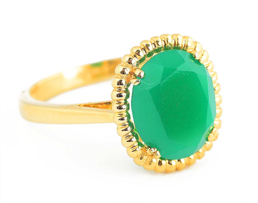 Złoty pierścionek z oczkiem zielonym 5835/04