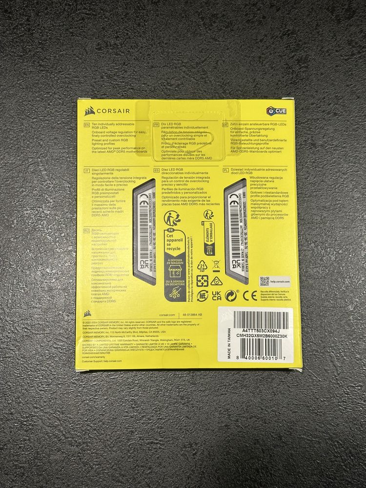 Pamięć RAM Corsair Vengeance RGB DDR5 32 GB (2×16) 6000 MT/s CL30