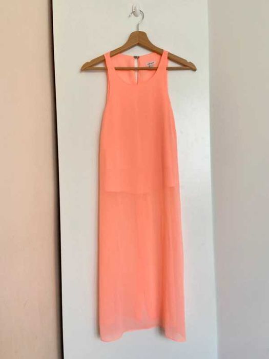 River island bluzka długa tunika crop top pomarańcz brzoskwinia lato