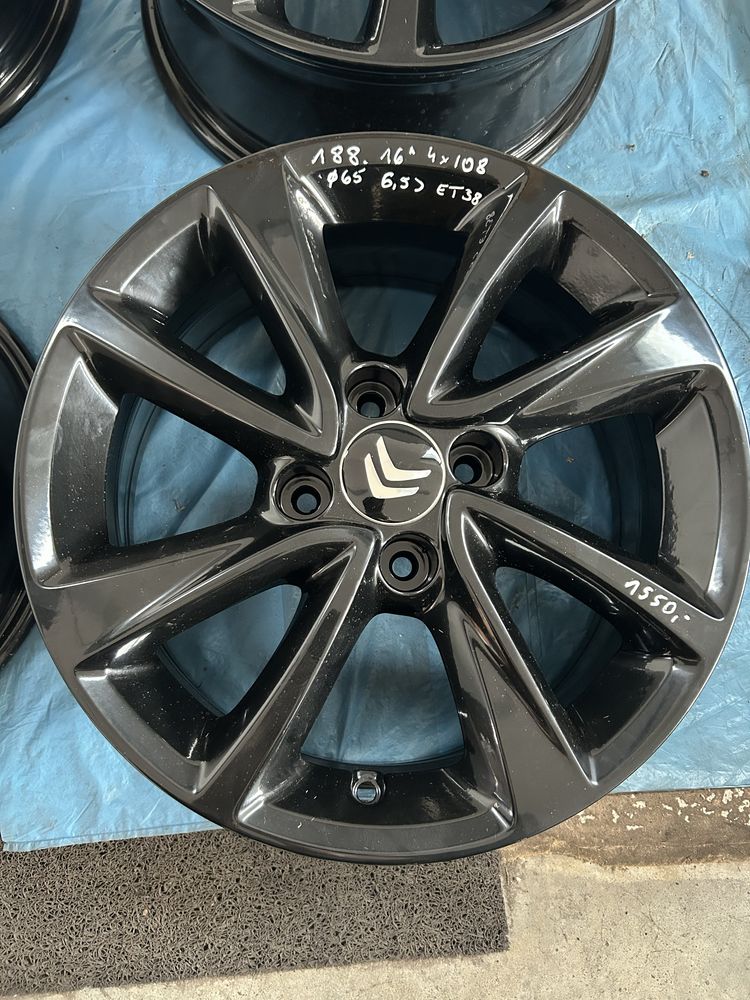 188 Felgi aluminiowe CITROEN R 16 4x108 otwór 65 Czarne Idealne